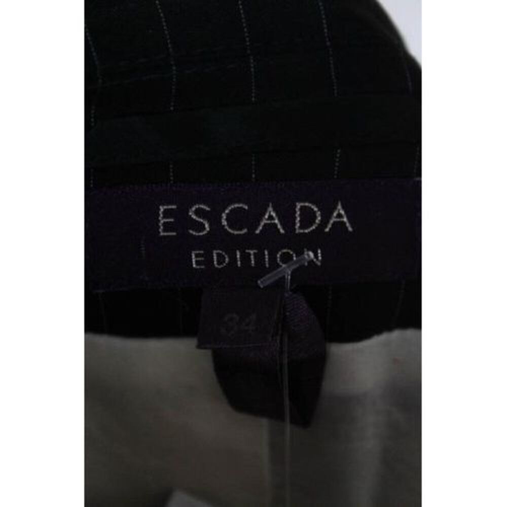 Escada Edition Black Creme Wool Pinstriped One Button Blazer Size EUR 34 - Picture 4 of 5